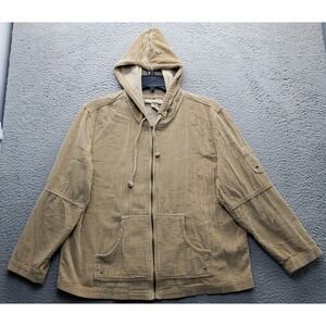 Khakis World Fashion Corduroy Hoodie Women 1X Brown Relaxed Long Sleeve Full Zip